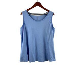 Isaac Mizrahi Live Essentials Womens XL Blue Sleeveless Cotton Tank Top